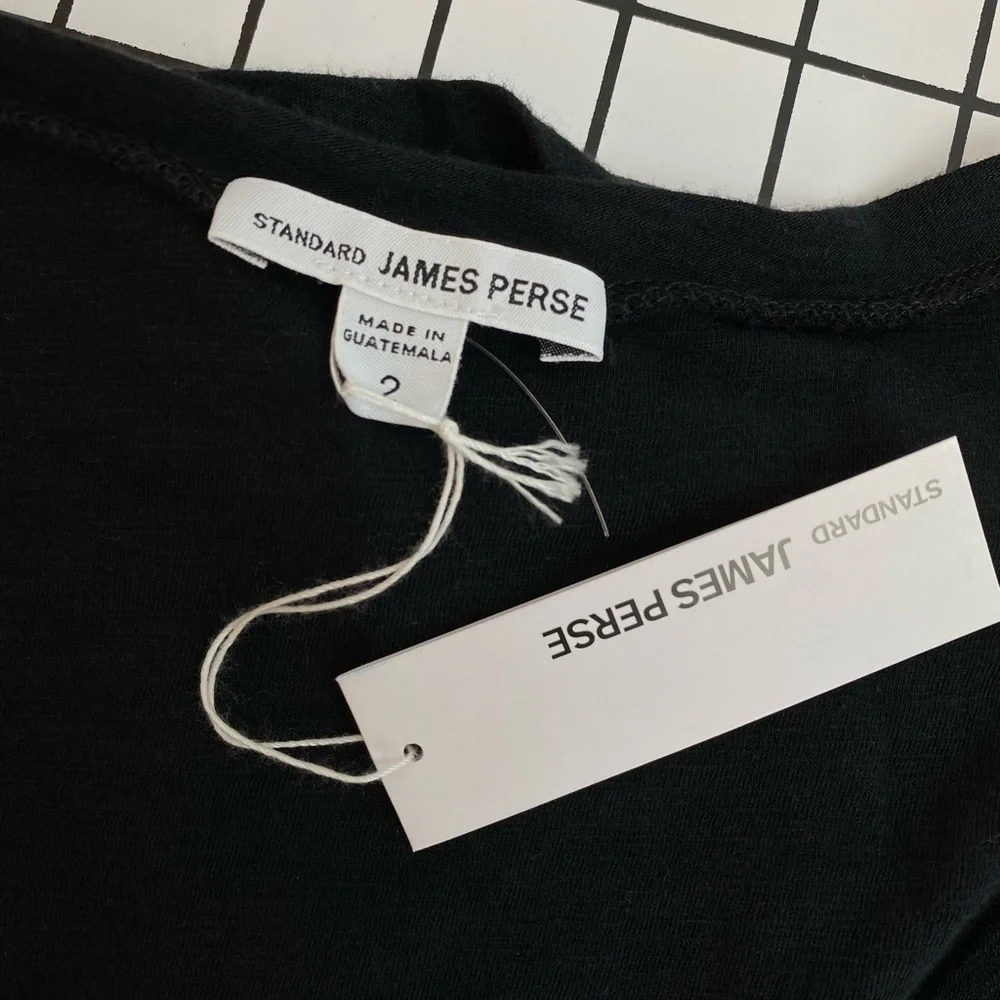 James Perse Deep Scoop Neck Black tshirt Short Sleeve - Picture 7 of 9